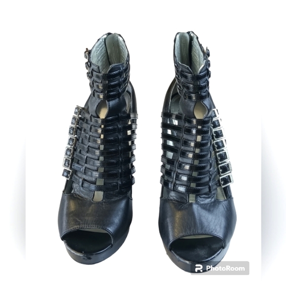 Calvin Klein Danica Black Leather Women's Heels Shoes Size 7M - Picture 2 of 15